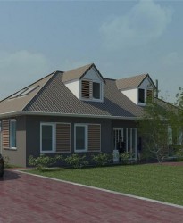 Voorgevel_renovatie_vrijstaande_woning_jaren_90_nieuwe_kleurstelling_antraciet_Red_cedar_gevelschermen