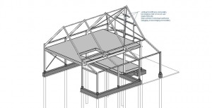 Constructie 3D fundering staalconstructie vloeren en dakspanten - BIM-model