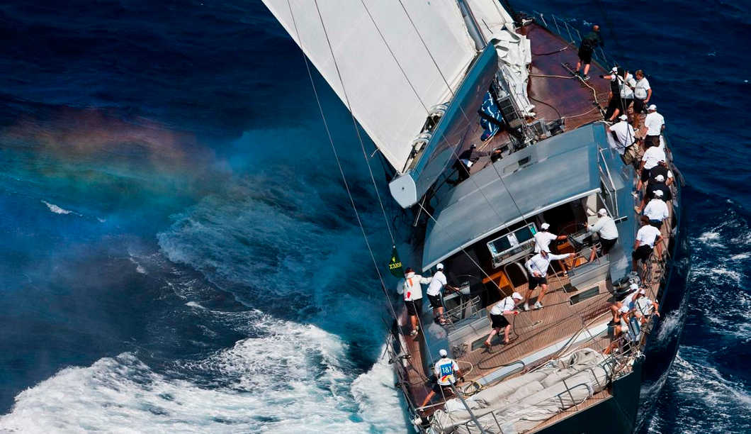 Sailboat full sails sportive yacht naval architect design