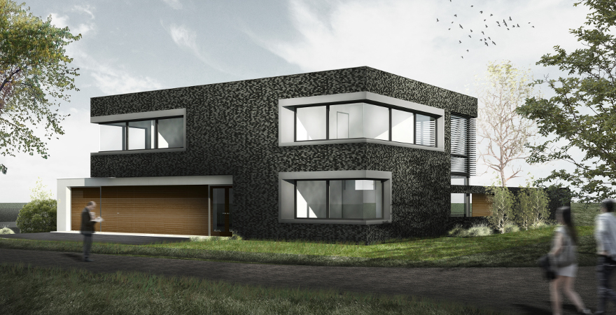 Moderne woonvilla, met bijzonder contrasterend en aanvullend materiaalgebruik | Architect: P. Maurer 's-Hertogenbosch